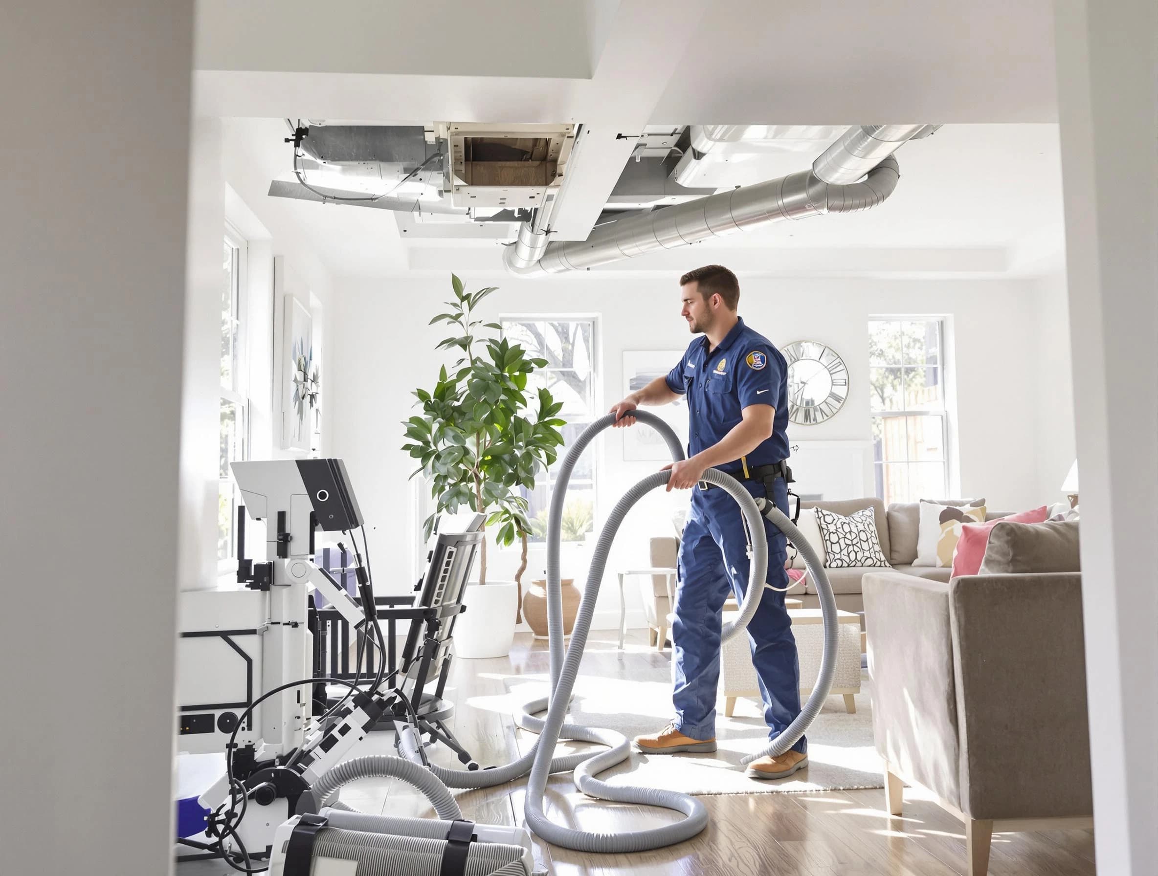 Westminster Air Duct Cleaning technician performing thorough AC duct cleaning for enhanced cooling efficiency in Westminster
