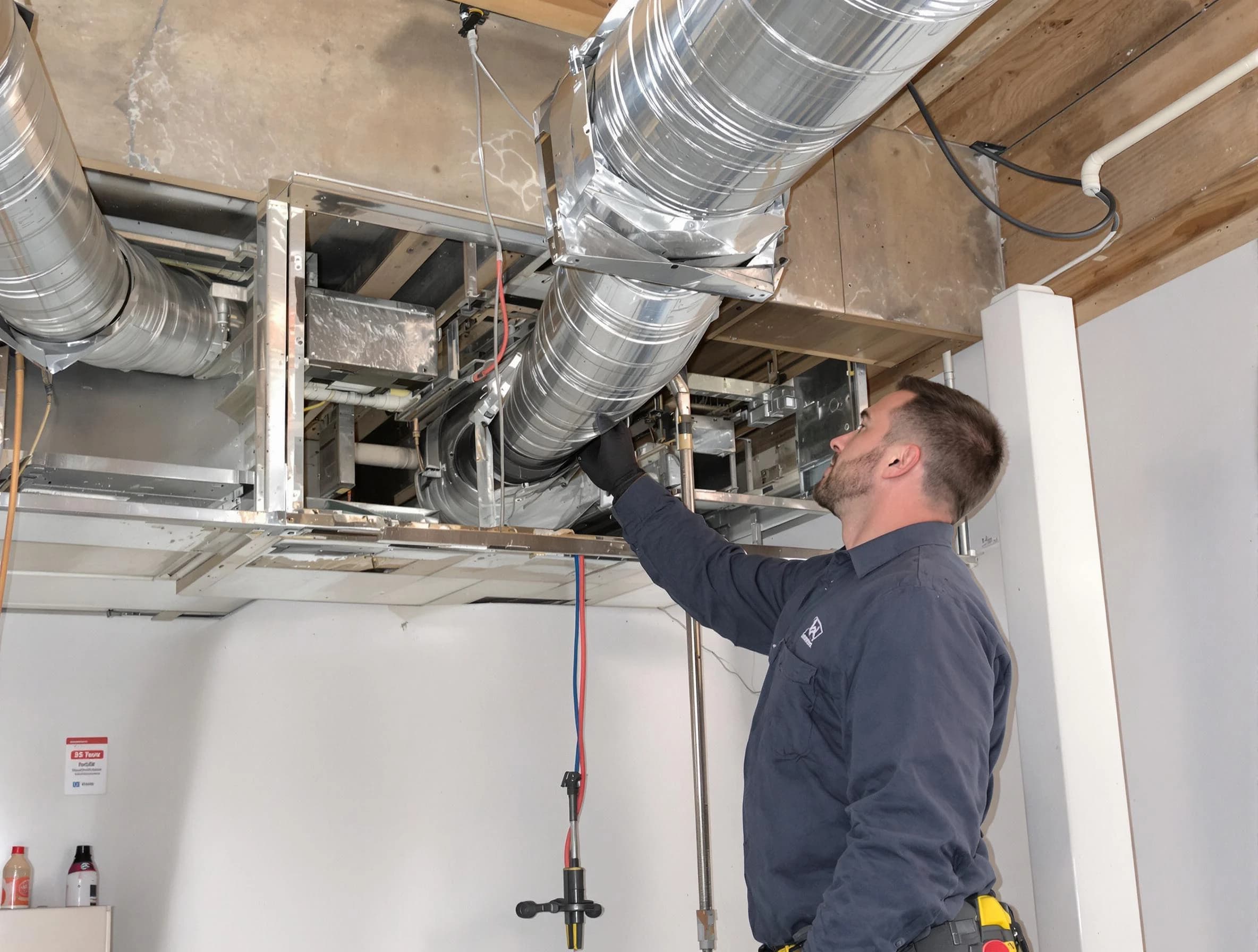 Westminster Air Duct Cleaning technician performing professional air duct repair using specialized tools in Westminster