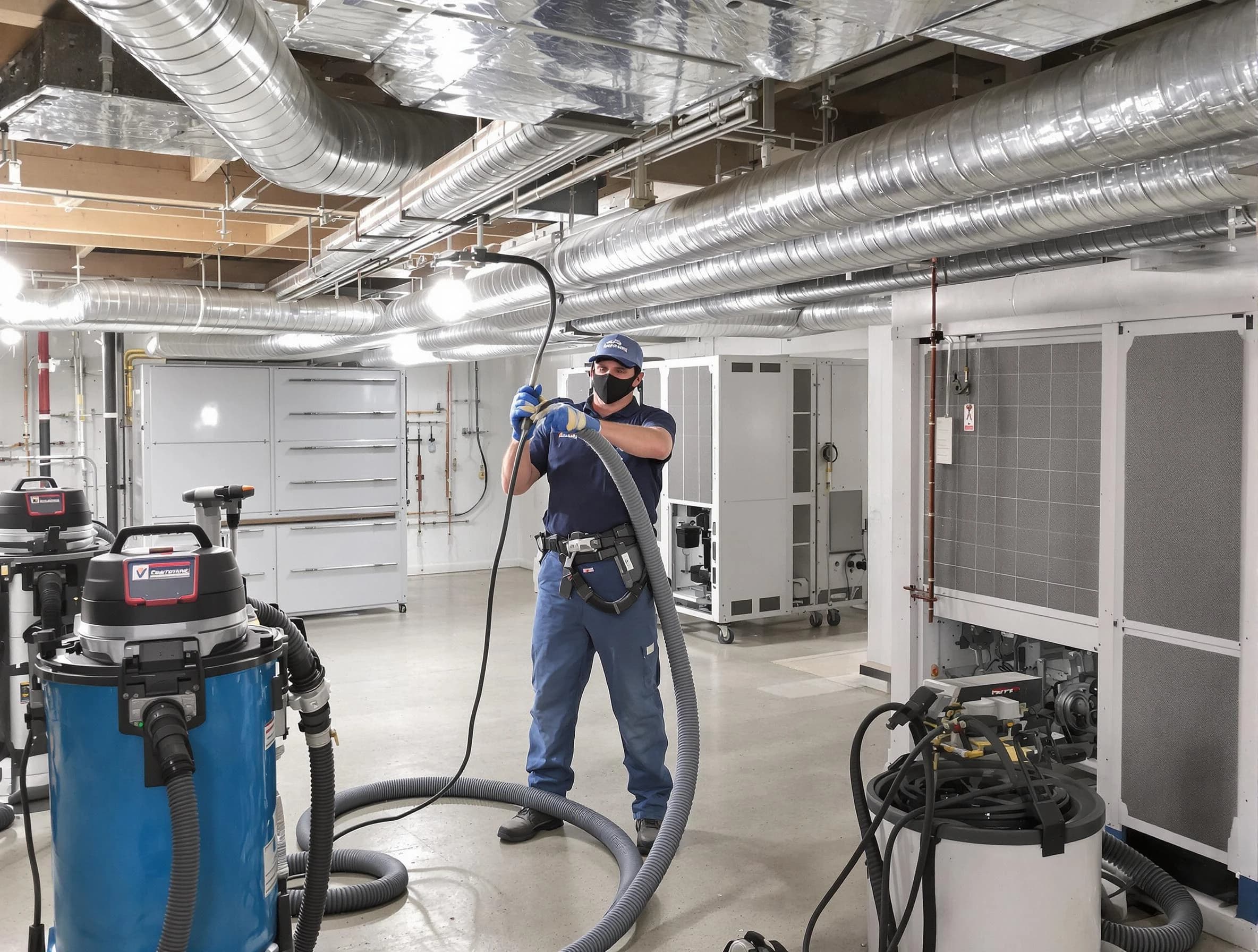 Westminster Air Duct Cleaning specialist performing thorough central air duct cleaning for improved system efficiency in Westminster