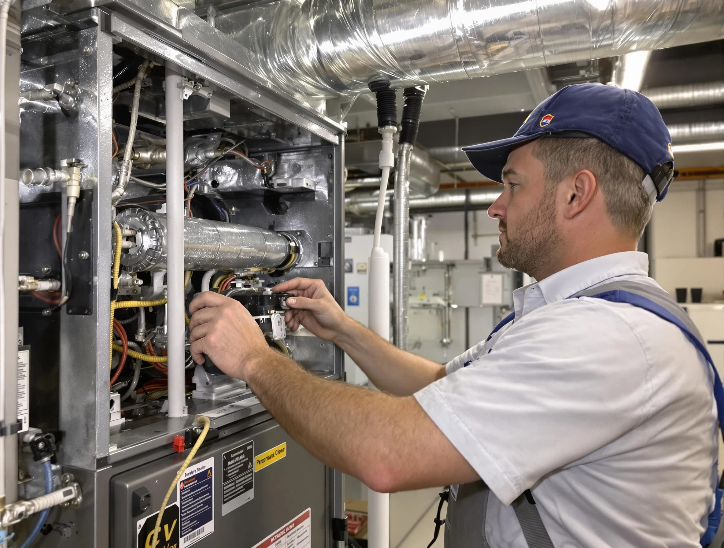 Westminster Air Duct Cleaning specialist performing thorough furnace duct cleaning to improve heating efficiency in Westminster