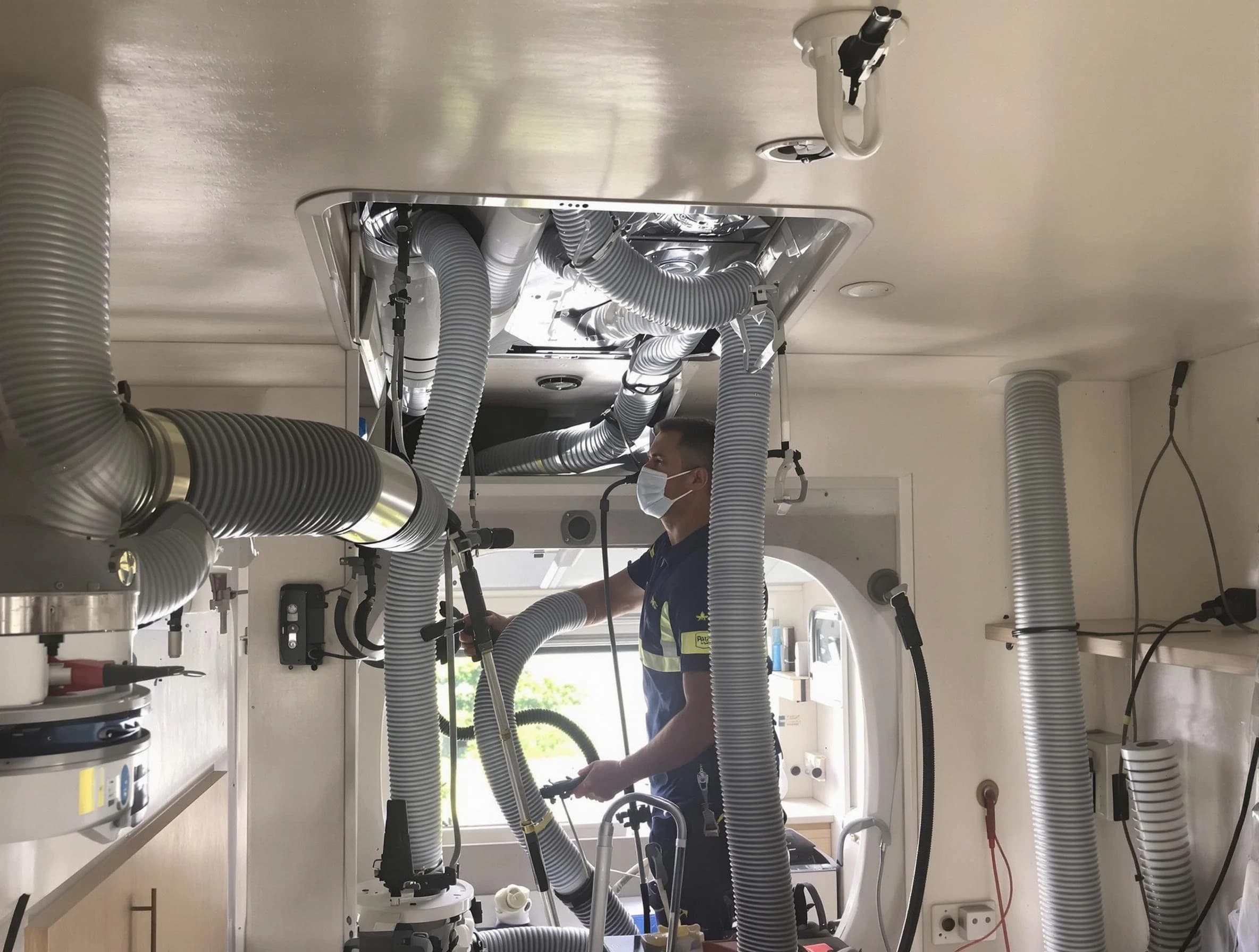 Westminster Air Duct Cleaning specialist performing precise mobile home duct cleaning in Westminster