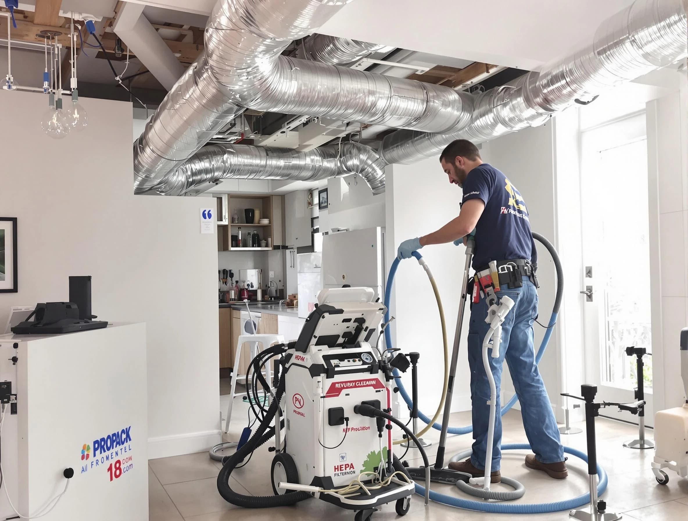 Westminster Air Duct Cleaning technician performing advanced pure duct cleaning with specialized equipment in Westminster