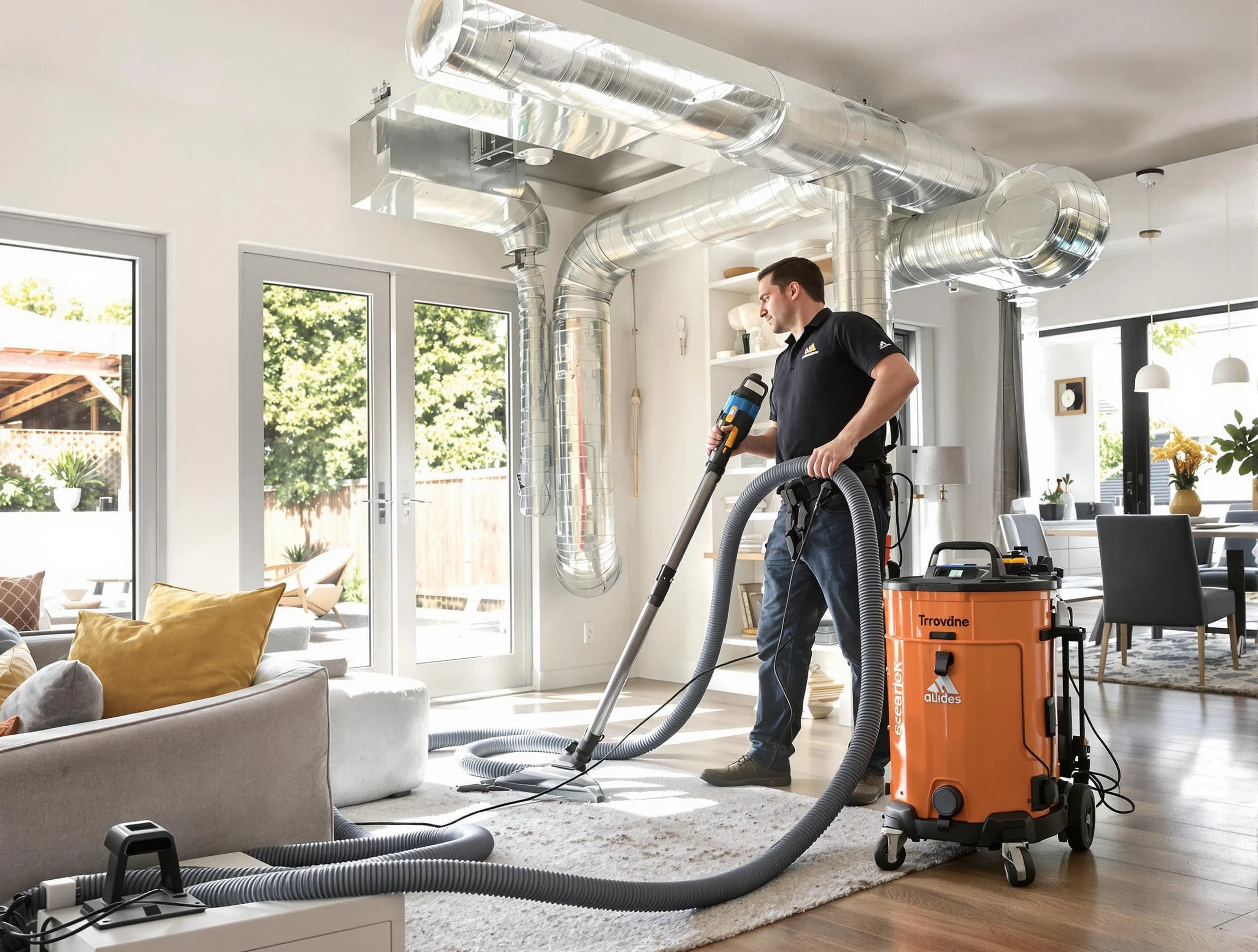 Westminster Air Duct Cleaning specialist performing thorough residential duct cleaning using advanced equipment in Westminster