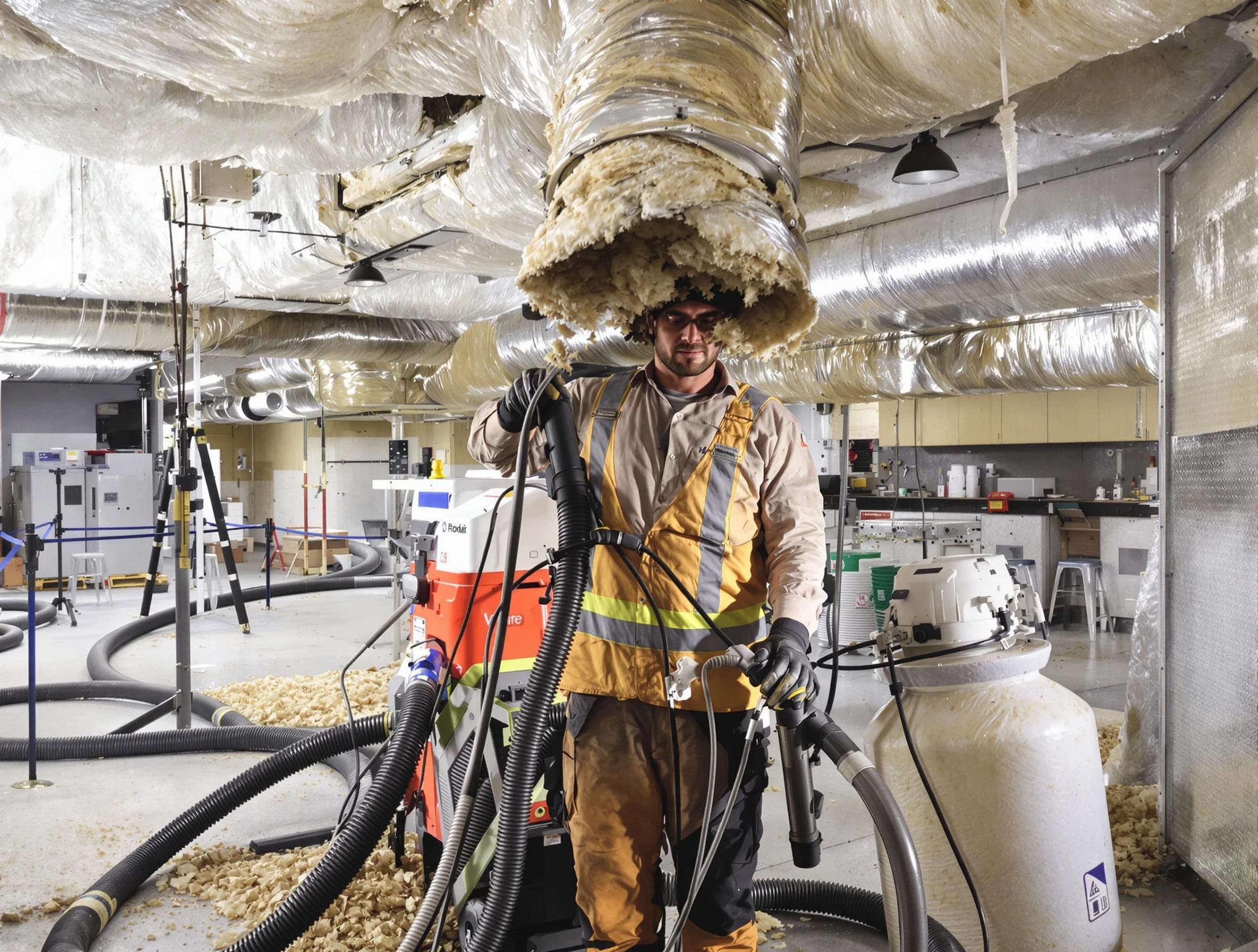 Professional vacuum insulation removal by Westminster Air Duct Cleaning expert in Westminster