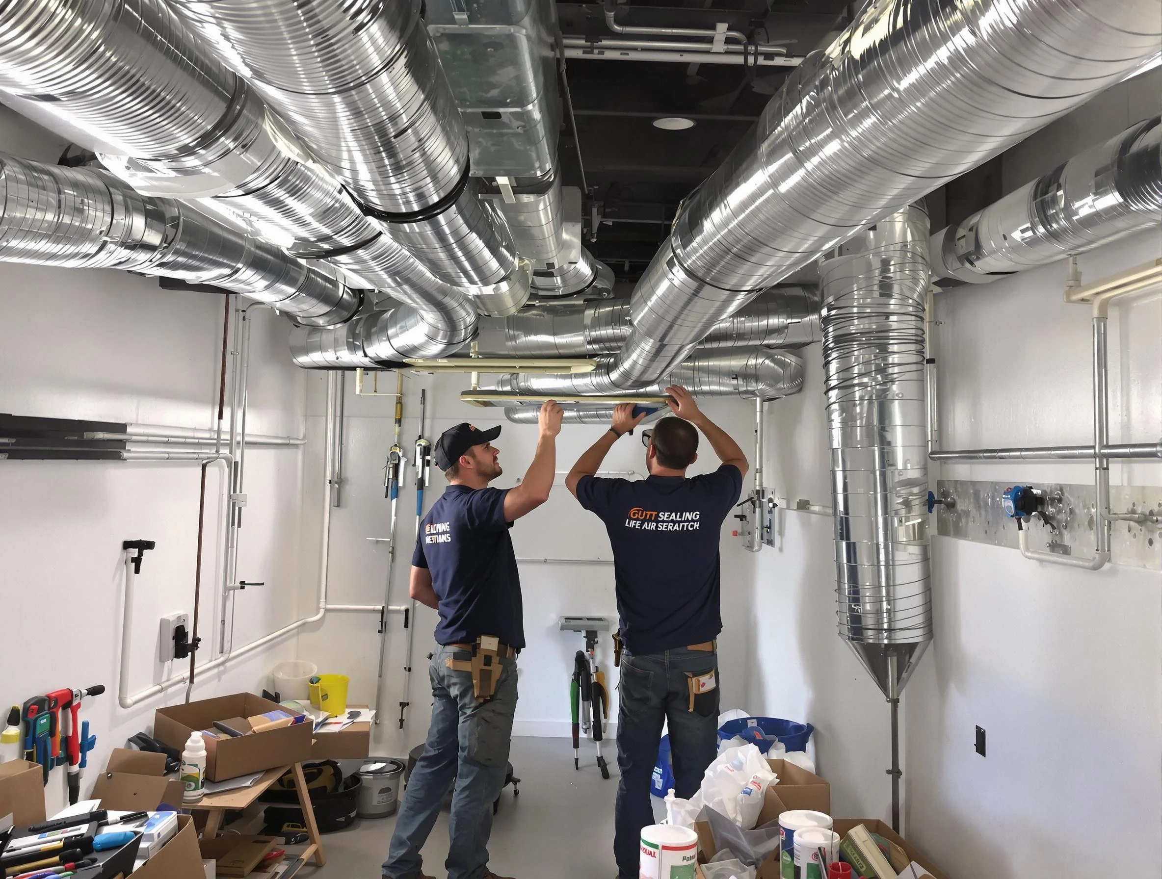 Westminster Air Duct Cleaning technician applying professional duct sealing solutions in Westminster